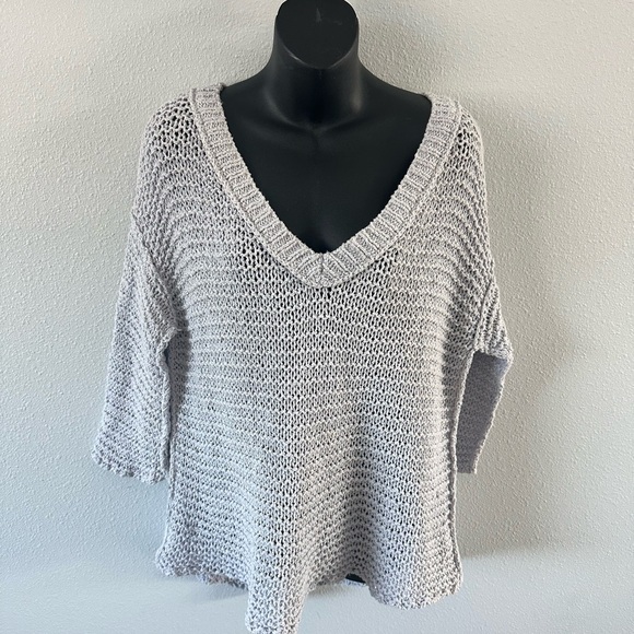 Free People Sweaters - Free People Light Gray V-Neck Sweater